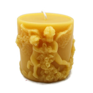 Beeswax Candle Detailed Angel Cupid Pillar in Pure Oregon Beeswax