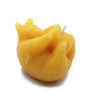 Beeswax Candle Roly-Poly Bear on Back Shaped Candle White or Natural