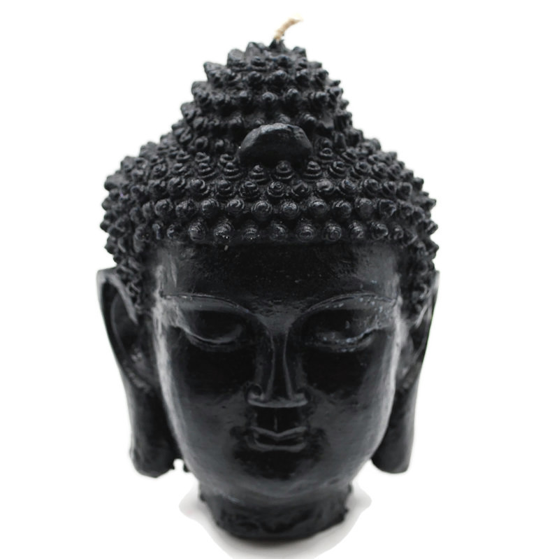 Beeswax Candle BIG Buddha Head Sadhana Meditation Contemplation Altar Candle in BLACK