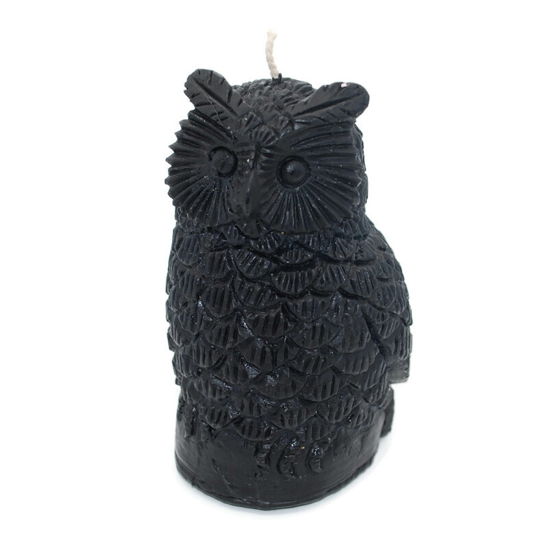 Beeswax Candle Owl Shaped Candle in BLACK