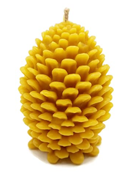 Beeswax Candle Jumbo Pine Cone Shaped Candle Natural Gold Color