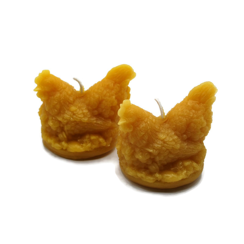 Beeswax Candle Laying Hen Chicken Shaped Candle set/2 - Image 2