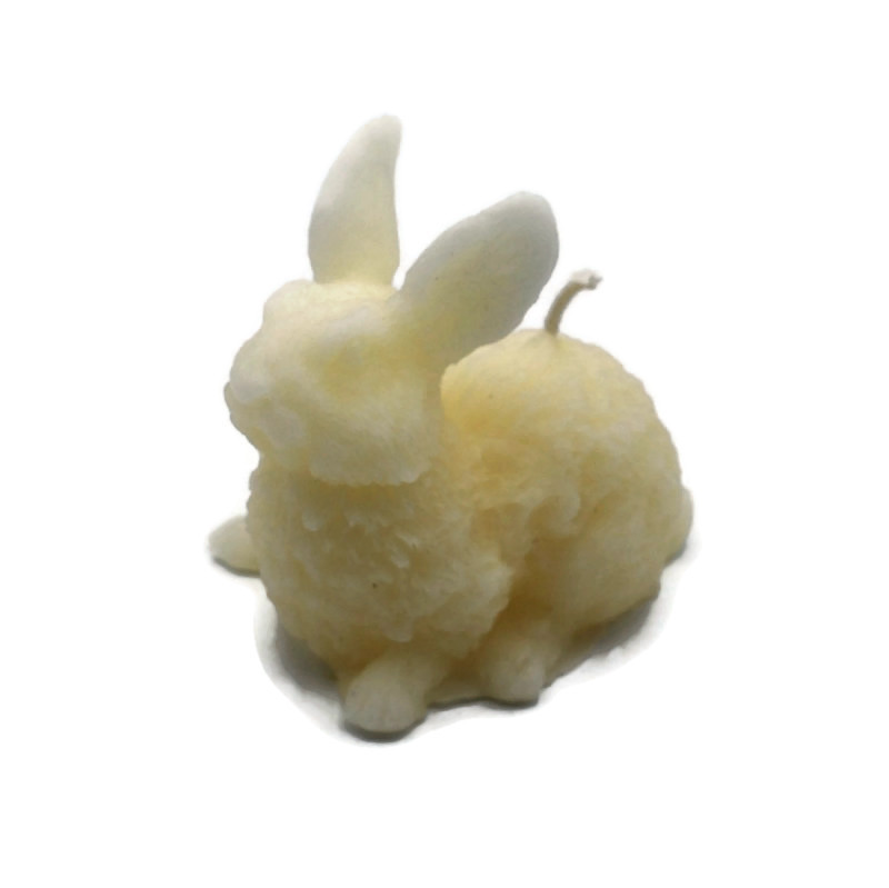 Pure Beeswax Molded Rabbit Candle White or Natural - Image 3