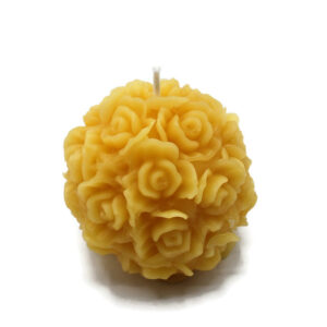 Beeswax Candle Hand Sculpted Rose Ball Sphere Candle Gold Color Beeswax