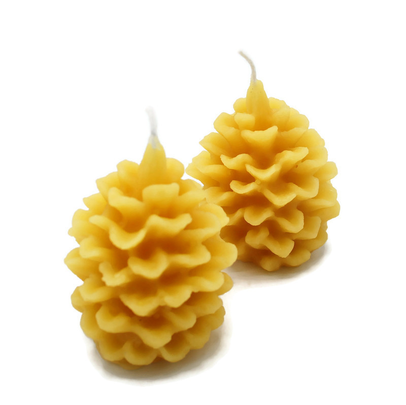 Beeswax Candle Small Pine Cone Pinecone Set of 2