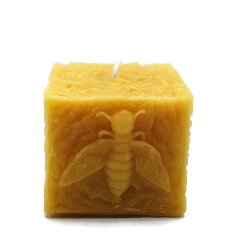 Beeswax Candle Rustic Square Bee Pillar in Pure Beeswax