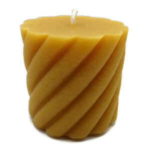 Pure Beeswax Swirl Pillar Candle Natural Gold Color