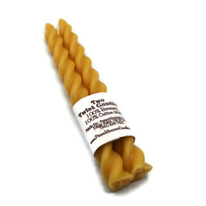 Beeswax Candles Twist Taper set of 2 Natural Gold Color Beeswax