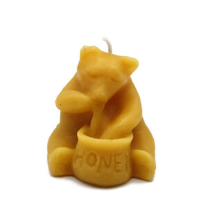 Beeswax Candle Hand Sculpted Pure Beeswax Honey Pot Bear White or Natural