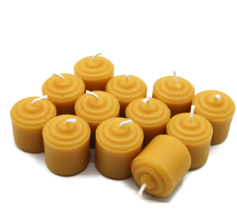 Beeswax Candles Small Votives Natural Gold Color Set of 12