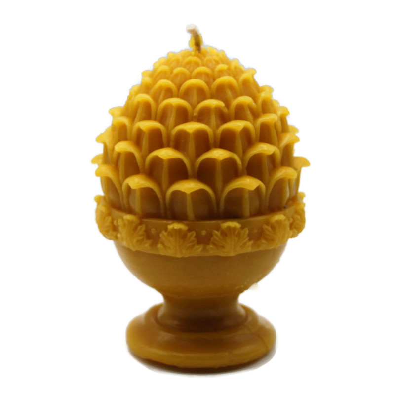 Beeswax Candle Elegant Fleur de Lis Artichoke Shape