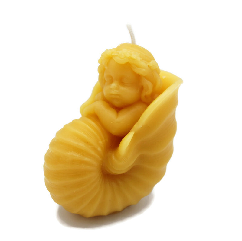 Beeswax Candle Baby in Nautilus Shell Shaped Candle