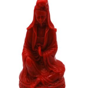 Beeswax Candle Quan Yin Buddhist Boddhisattva Shaped Candle in RED