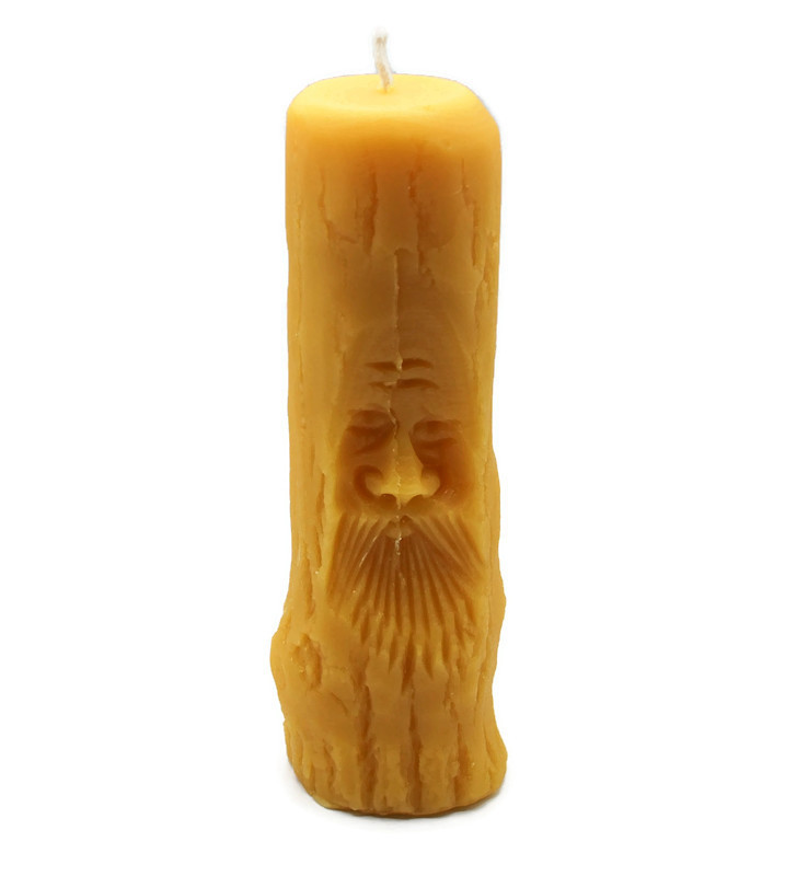 Beeswax Candle Tall Tree Man - Old Man of the Woods - Pine Forest Pillar