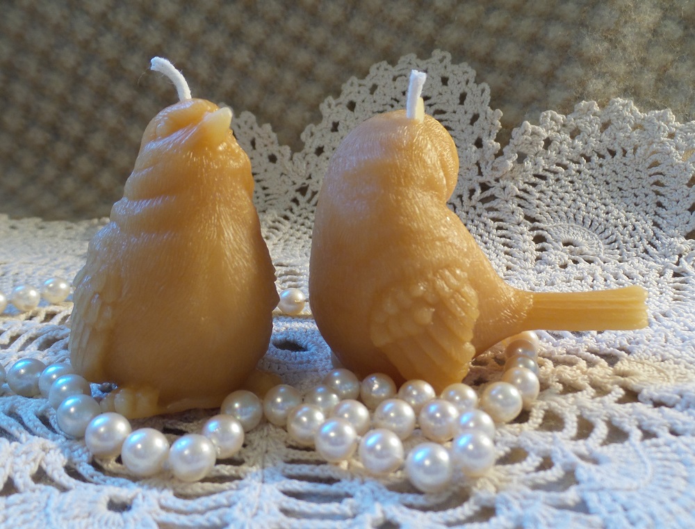 Beeswax Candle Birds Song Birds Sparrow Bird Shaped Candles Set/2 - Image 2