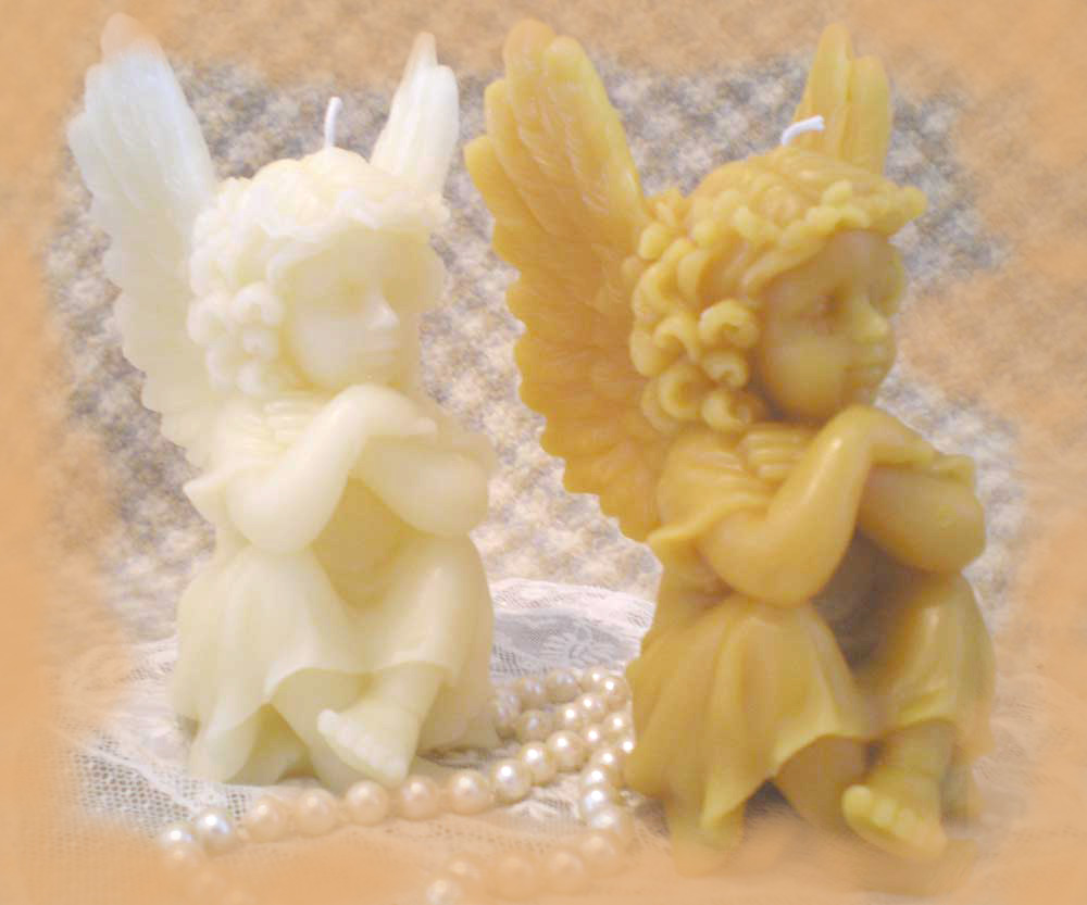 Beeswax Candle Sitting Angel Cupid Fairy Candle Natural or White - Image 2