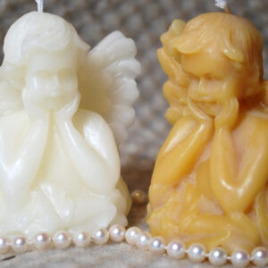 Beeswax Candle Angel Cupid Seraphim Candle White or Natural Color