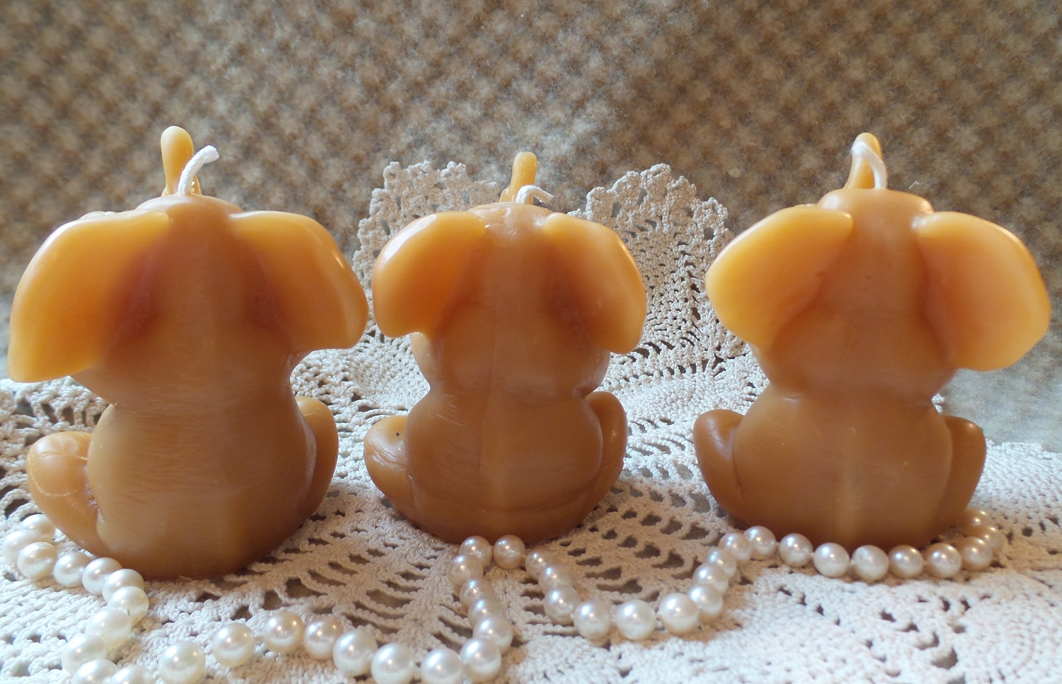Beeswax Candle Shaped Hear/See /Speak No Evil Elephant Candles Set/3 - Image 3