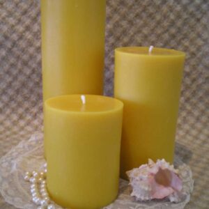 Pure Beeswax Plain Pillar Natural Color 9 inches tall