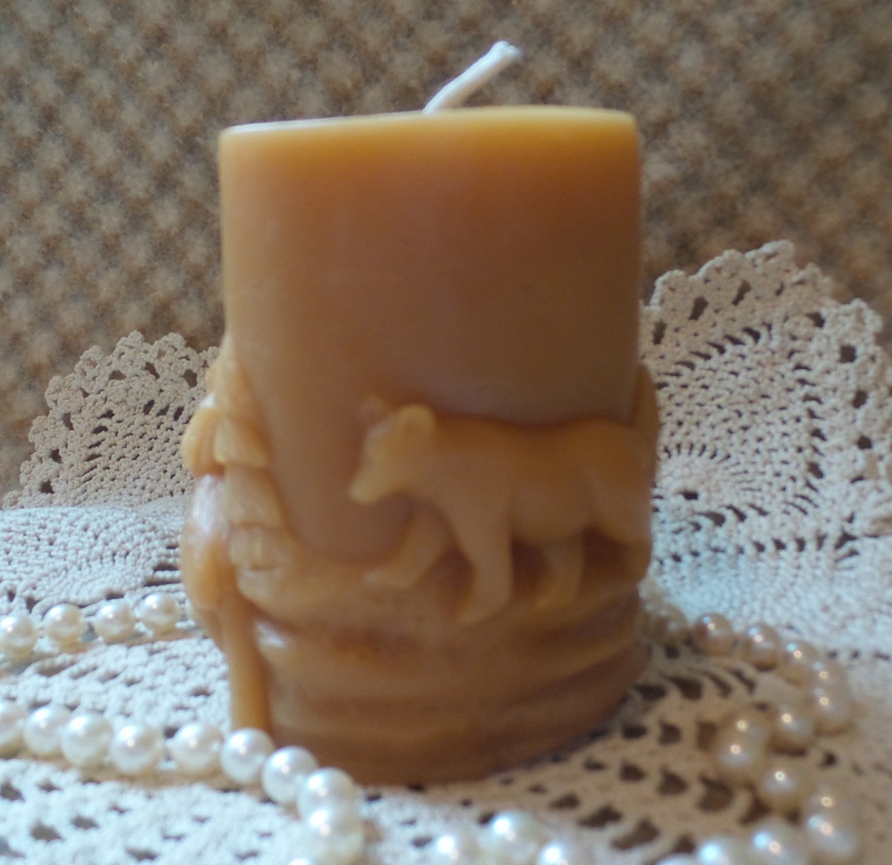 Beeswax Candle Bear and Cub Shaped Molded Pillar - Image 2