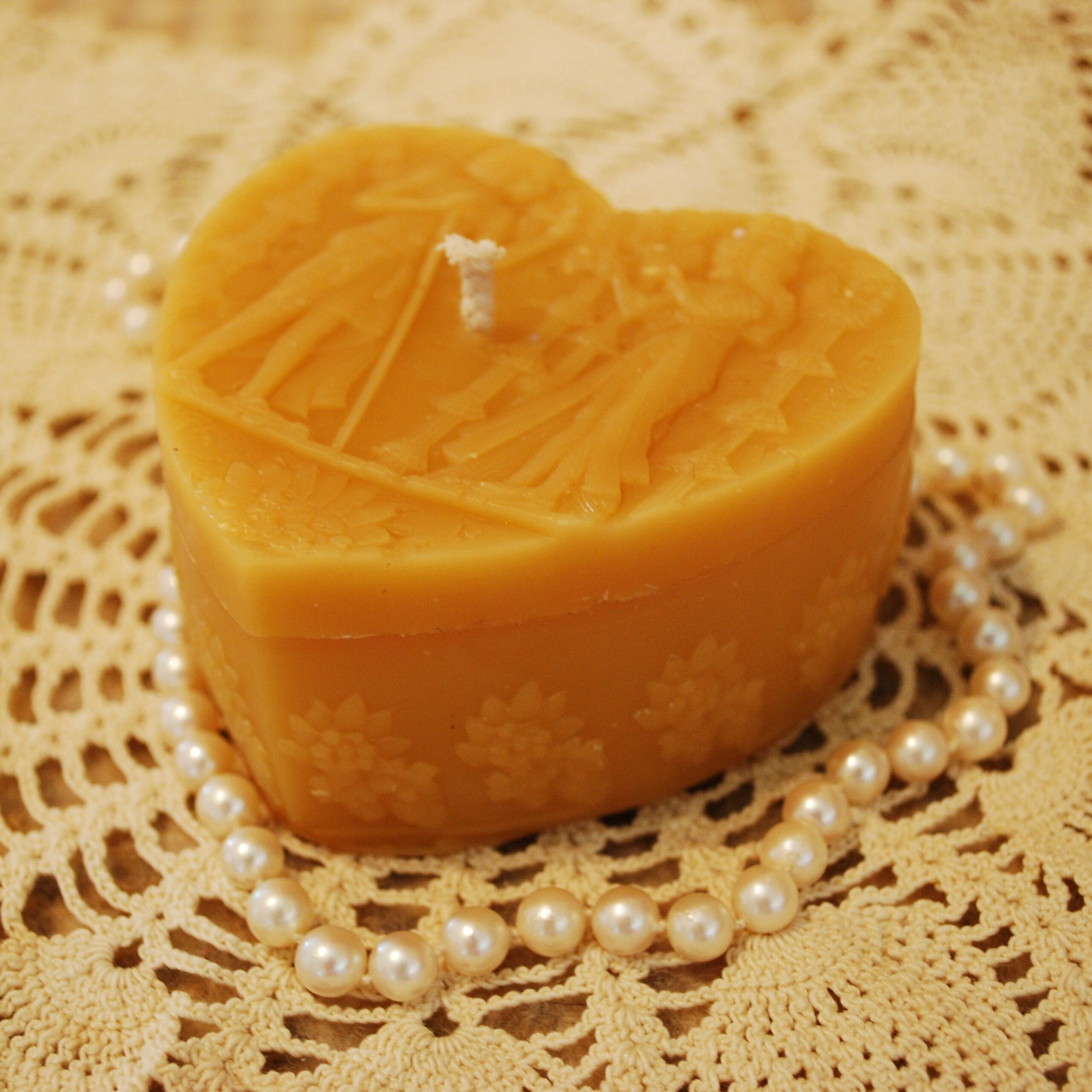 Beeswax Candle Egyptian Heart Motif