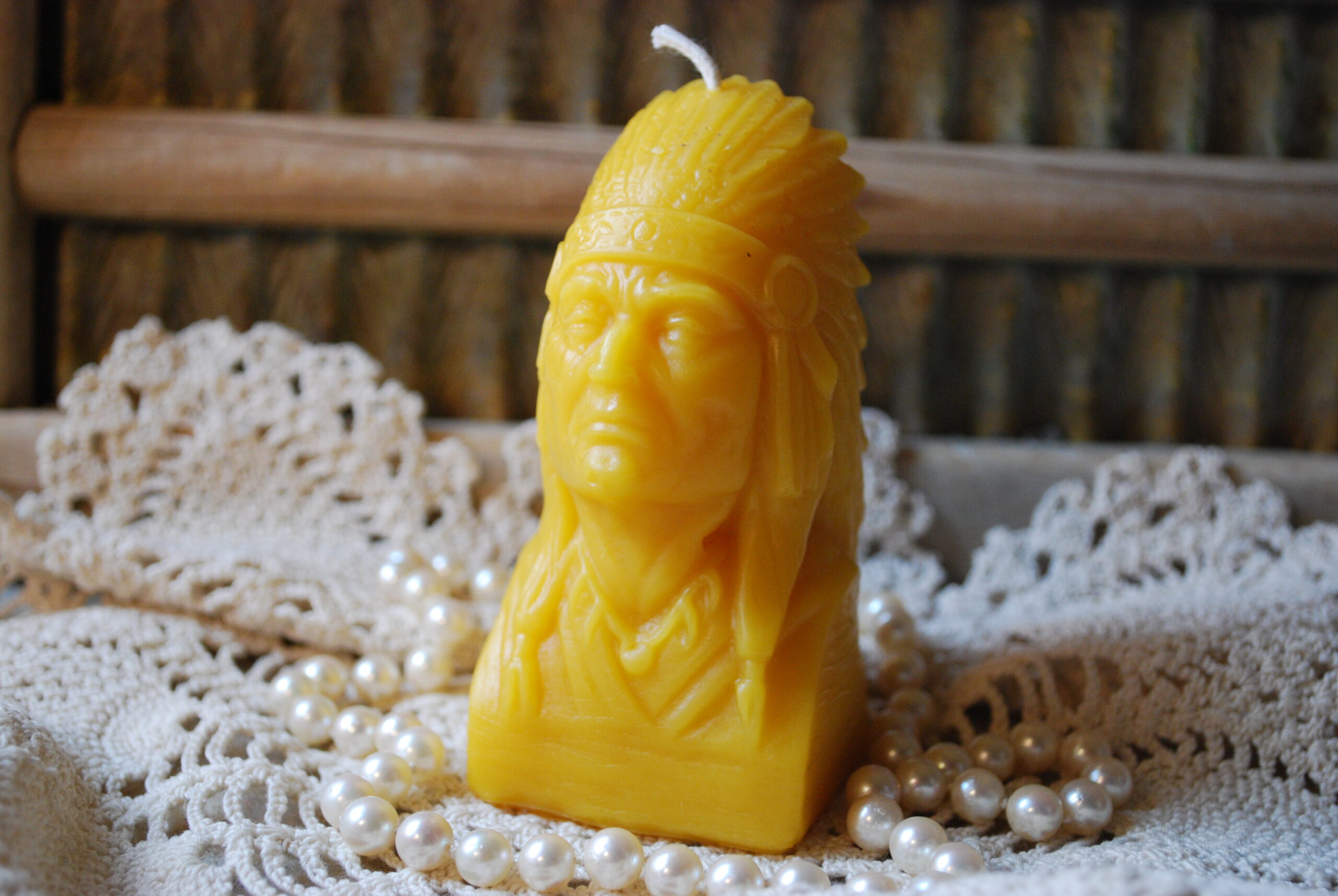 Beeswax Candle First Nation Native American Indian Chief