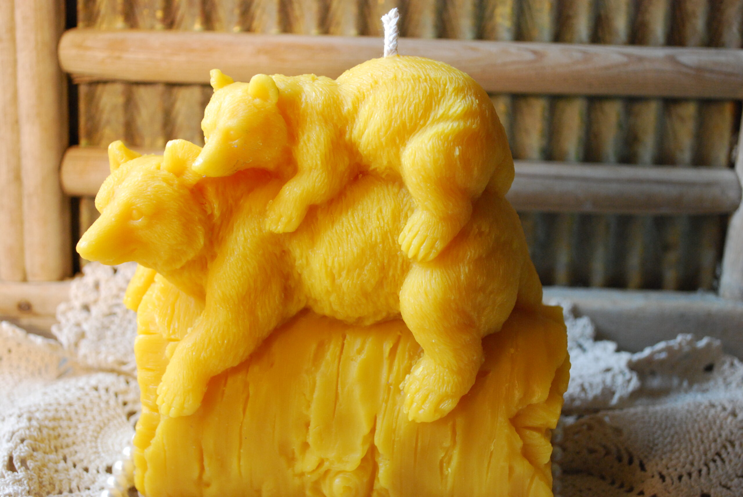 Beeswax Candle Bear Bears Piggyback Bears Playful Shape