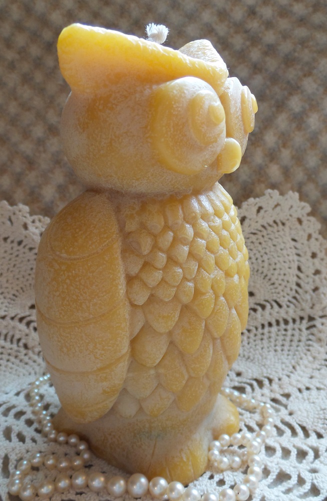 Beeswax Candle Large Stylized Owl Shaped Candle - Image 2