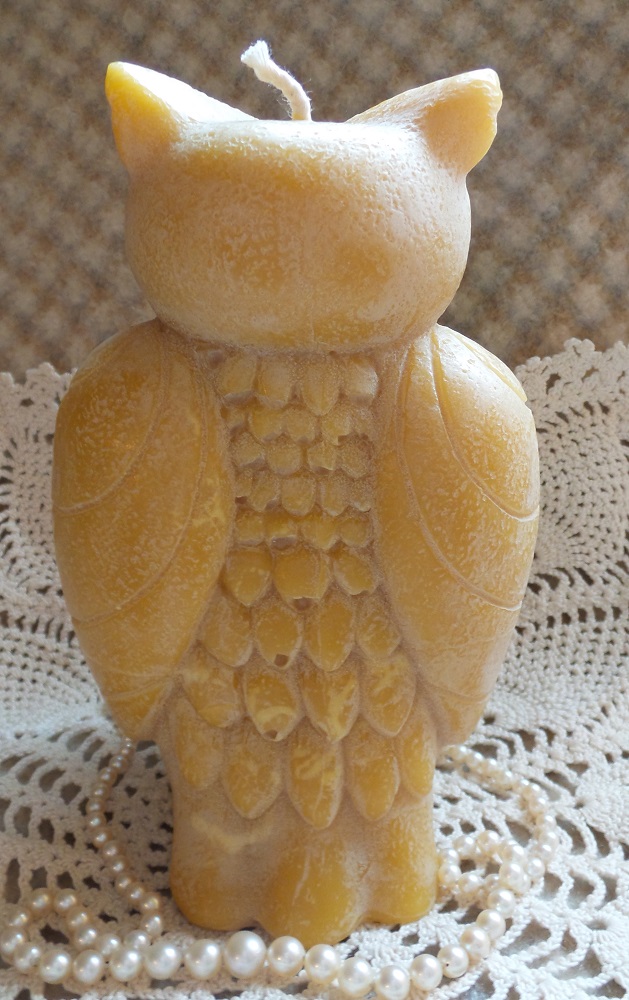 Beeswax Candle Large Stylized Owl Shaped Candle - Image 3