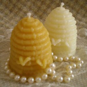 Beeswax Candle Bee Skep Shaped Candle in White or Natural Color