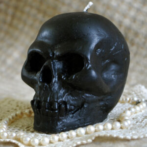 Beeswax Black Skull Candle
