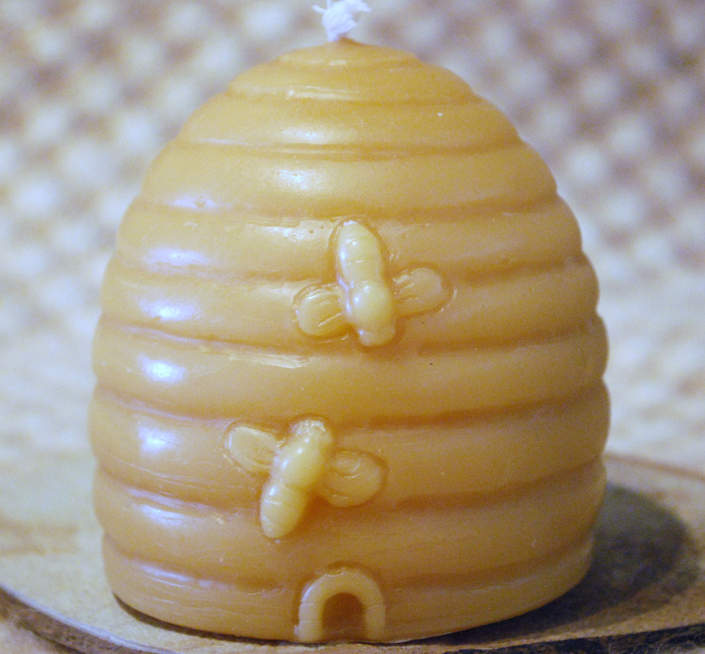Beeswax Candle Bee Honeybee "Buzzing Bee" Skep Shaped Candle
