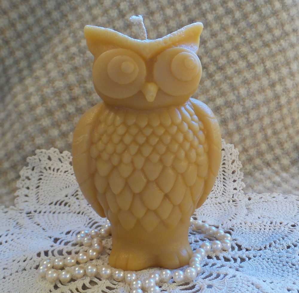 Beeswax Candle Large Stylized Owl Shaped Candle