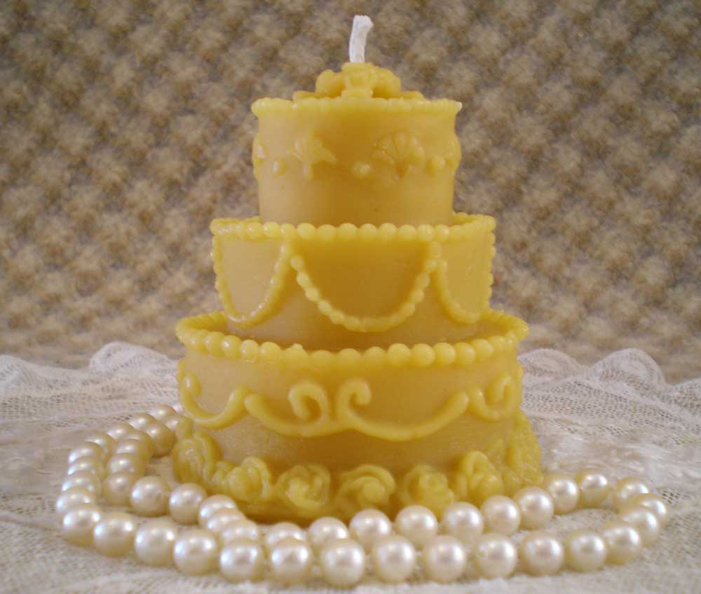 Beeswax Candle Natural Gold Wedding or Birthday Shaped Candle