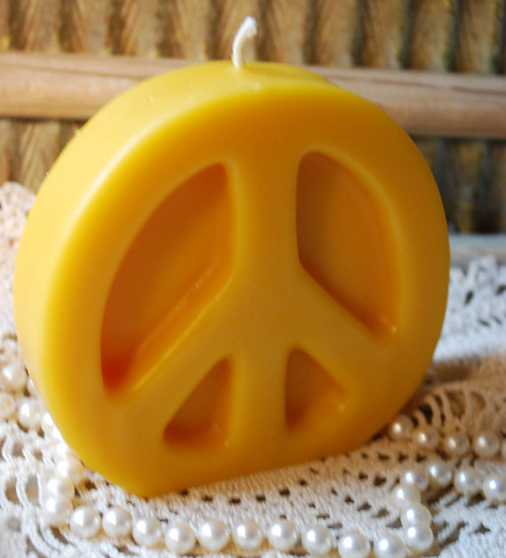 Beeswax Candle Peace Sign Shape - Image 2