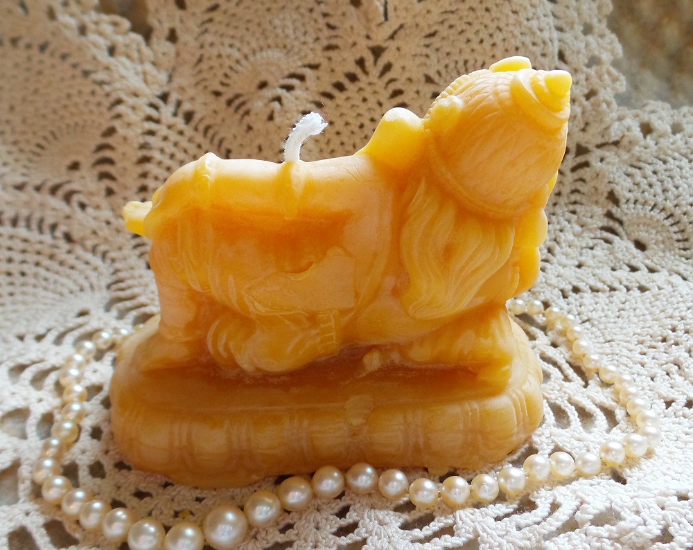 Beeswax Candle Ganesh Ganesha Ganapati RECLINING Natural Gold Color - Image 2