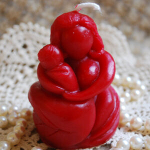 Beeswax Candle Red Mama and baby