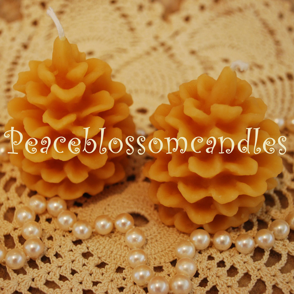 Small Beeswax Pine Cone Candles