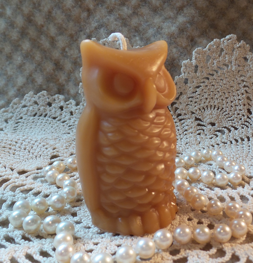 Beeswax Candle Small Stylized Shaped Owl Candle - Image 3
