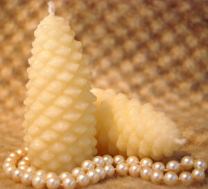 White Beeswax Pinecone Candles