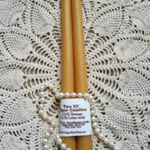 Pure Beeswax Tapers from silicone molds 10 inches tall White or Natural set 2