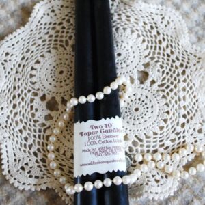 Pure Beeswax Tapers 10 inches tall in BLACK set 2