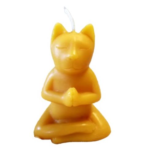 Beeswax Candle Meditating "Zen" Sitting Cat Candle in Pure Beeswax